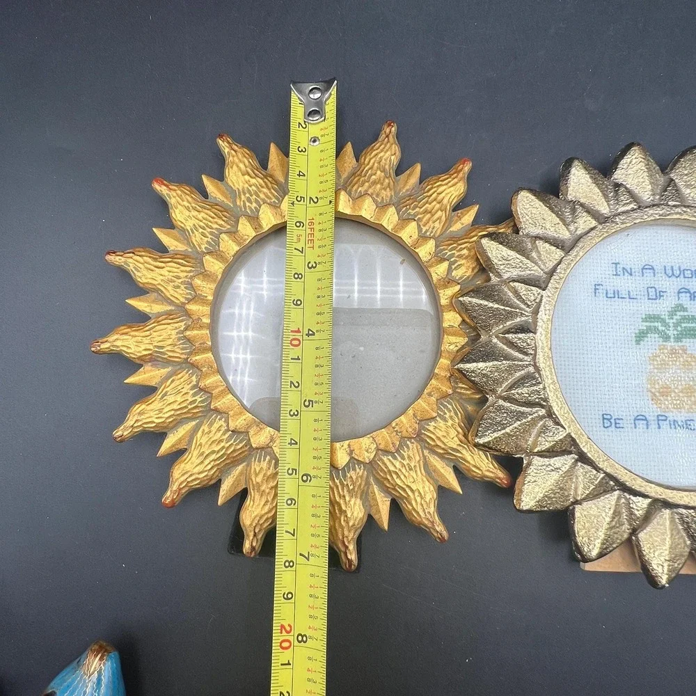Vintage Celestial Sun Gold Picture Frame Free Standing Set of 2 Terragrafics